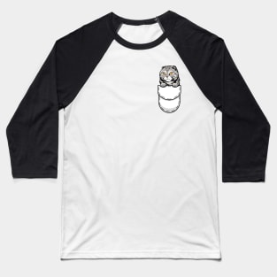 Funny Scottish Fold Pocket Cat Baseball T-Shirt